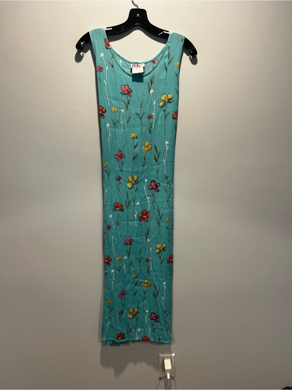 Teal Floral Tank Maxi Dress